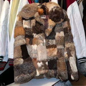 🐇🤍 Dino Ricco Rabbit Fur Patchwork Coat